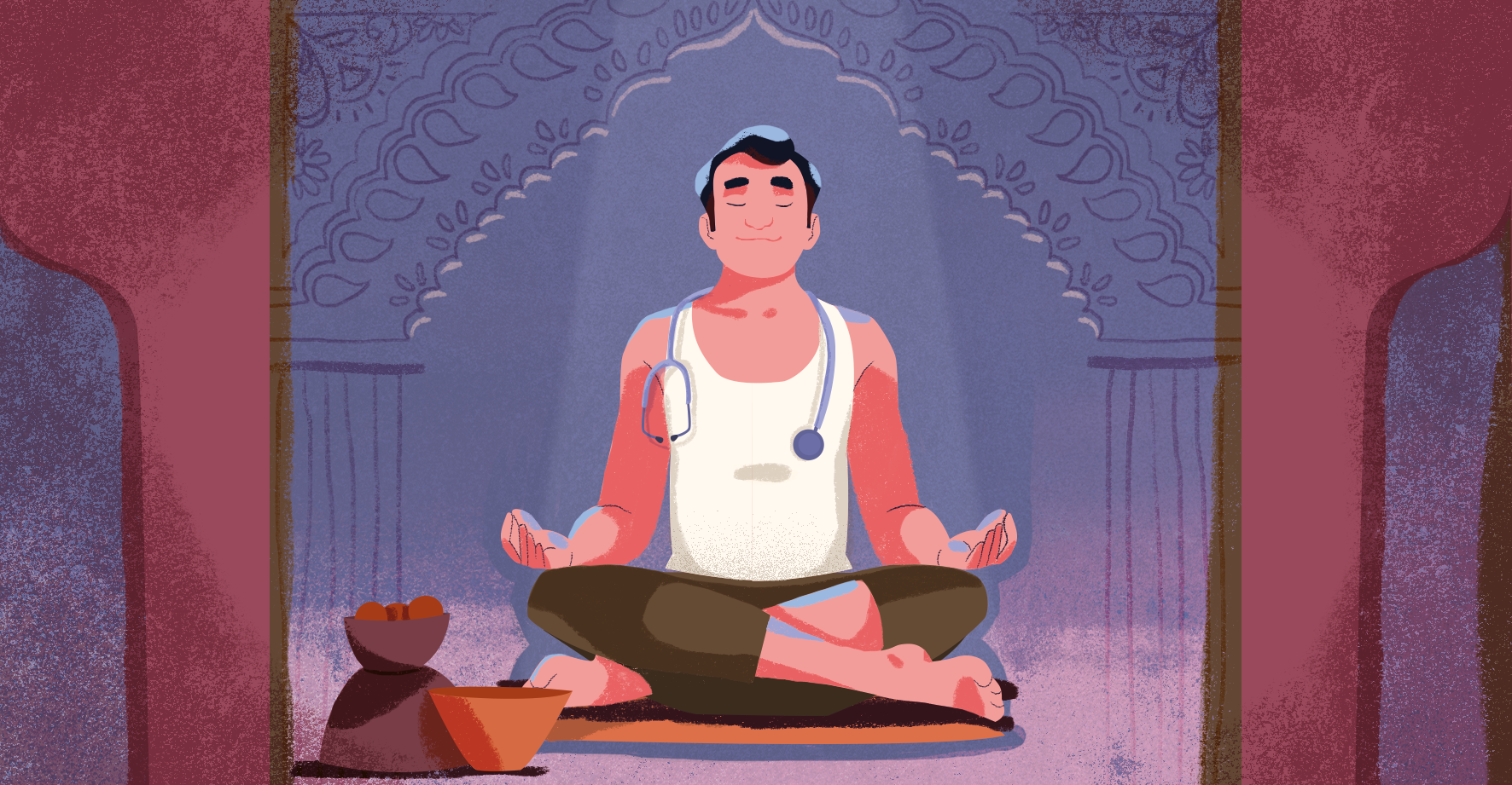 illustration Méditation d'un médecin pour l'équilibre intérieur