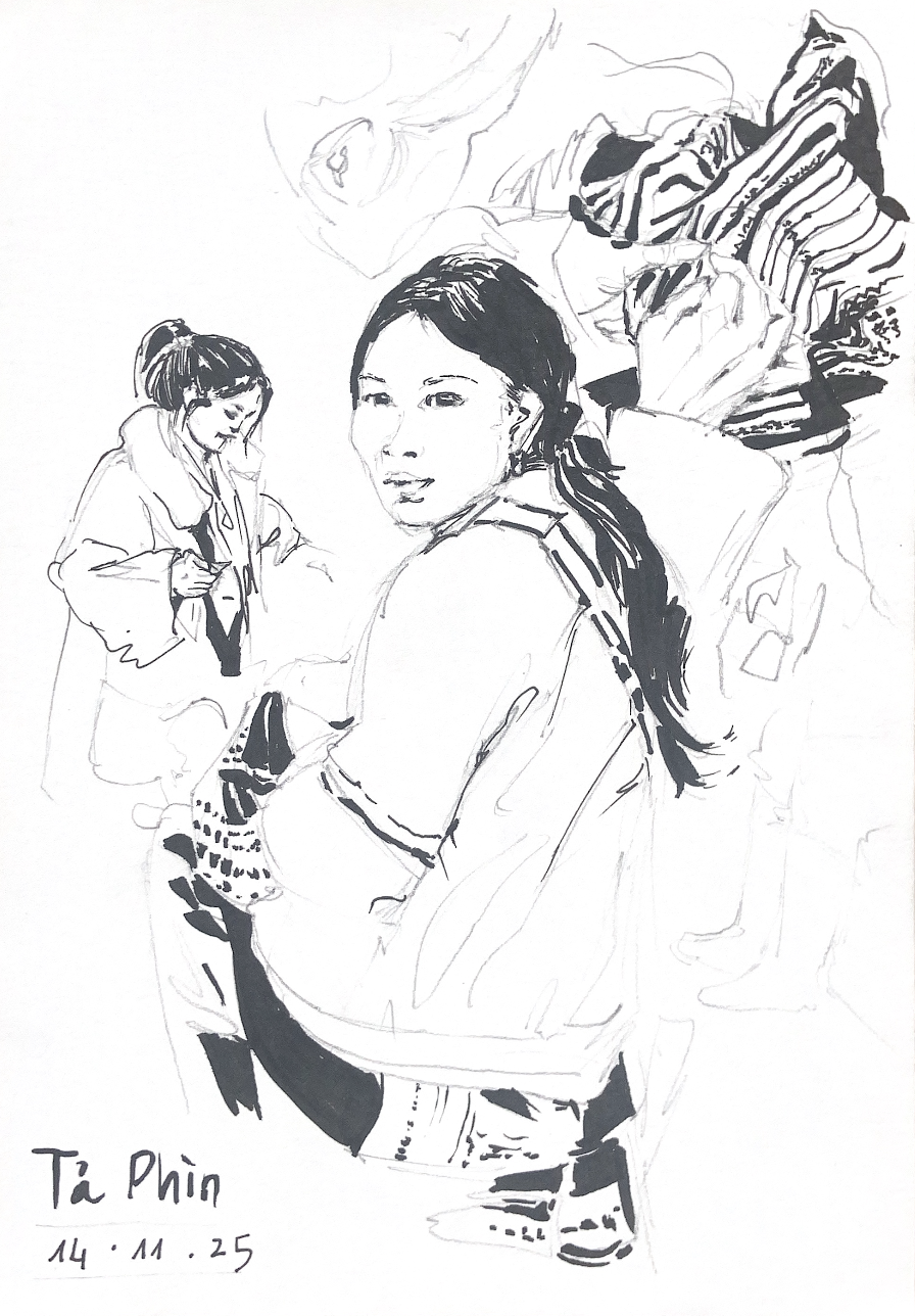 illustration Croquis artistique de femmes à Tả Phìn