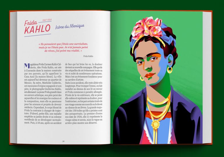 illustration Frida Kahlo : Portrait Coloré et Floral